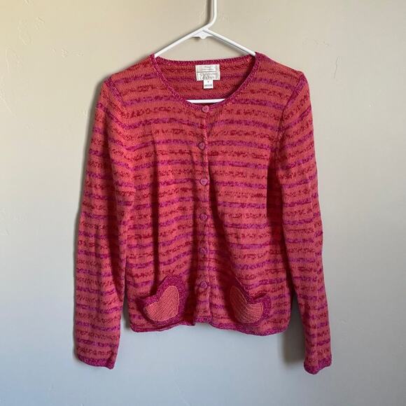 Christopher and Banks Hand Embroidered Heart Pocketed and Buttoned Cardigan - Picture 1 of 6